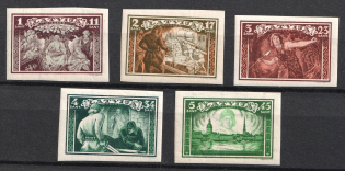 1932 Latvia (Imperforated, Mi. 193 B - 197 B, Full Set, CV $30, MNH)