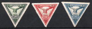 1932 Latvia, Airmail (Perforated, Mi. 203 A - 205 A, Full Set, CV $80)