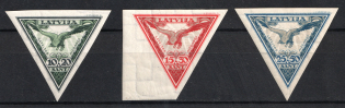 1932 Latvia, Airmail (Imperforated, Mi. 203 B - 205 B, Full Set, CV $80)