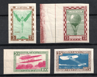 1932 Latvia, Airmail (Imperforated, Mi. 210 B, 212 B - 214 B, CV $130)