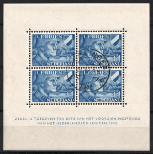 1942 Netherlands Legion, Germany, Souvenir Sheet (Canceled, CV $130)