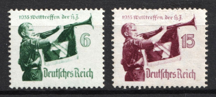 1935 Third Reich, Germany (Mi. 584 y - 585 y, Full Set, CV $70, MNH)