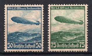 1936 Third Reich, Germany, Airmail (Mi. 606 y - 607 y, Full Set, CV $70)