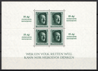 1937 Third Reich, Germany, Souvenir Sheet (Mi. Bl. 9, CV $70)