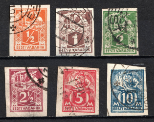 1922-24 Estonia (Imperforated, Mi. 32 A - 35 A, 37 A, 39 A, Canceled, CV $90)
