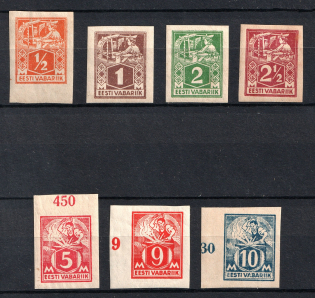 1922-24 Estonia (Imperforated, Mi. 32 B - 39 B, Full Set, CV $130)