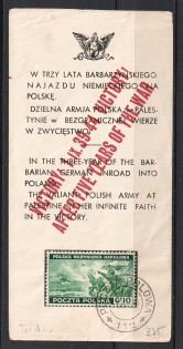 1944 10 gr Polish Government in Exile, Field Post cancellation, WWII Victory Propaganda Commemorative Cover