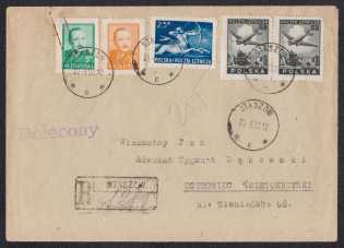 1950 Poland Registered Cover from Staszow to Ostrowiec franked with Mi. 2 x 428, 480, 518, 519