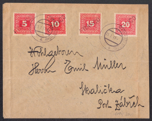 1919 Poland Austria Cover, 'FRANCO' overprint, Predklasteri Tisnov Cancellation