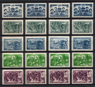 1944 Herous of the USSR, Soviet Union USSR (Varieties of Papers and Shades, Full Set, MNH)