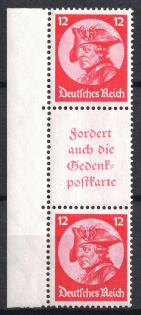 1933 12pf Third Reich, Germany (Coupon, Se-tenant, CV $160, MNH)