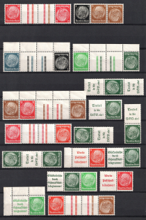 1939 Third Reich, Germany, Collection (Coupon, Se-tenants, Gutter, Tete-beche, CV $200)