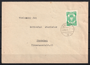 1945 Dachau, Poland, Polish DP Camp (Displaced Persons Camp), Poland, Cover to Munich