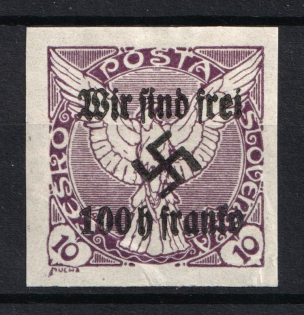 1938 100h on 10h Occupation of Rumburg Sudetenland, Germany (Mi. 19, Signed, CV $50)