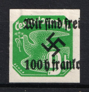 1938 100h on 9h Occupation of Rumburg Sudetenland, Germany (Mi. 30, Signed)