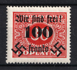 1938 100h on 30h Occupation of Rumburg Sudetenland, Germany (Mi. 39, Signed, CV $30)