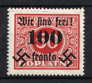 1938 100h on 50h Occupation of Rumburg Sudetenland, Germany (Mi. 41, Signed, CV $20)