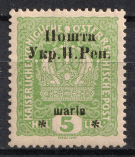 1919 5 sh Stanislav, West Ukrainian People's Republic (Signed)
