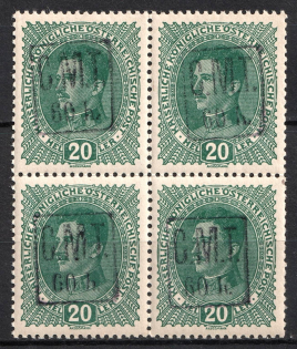 1919 60h/20h Romanian Occupation of Kolomyia CMT, Block of Four (Black Overprint, Signed, MNH)