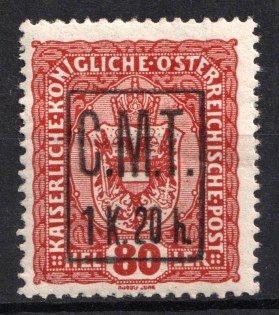 1919 1k20h/80h Romanian Occupation of Kolomyia CMT (Black Overprint)