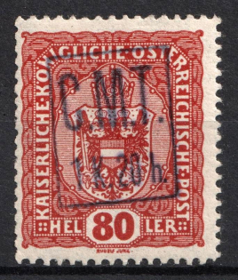 1919 1k20h/80h Romanian Occupation of Kolomyia CMT (Violet Overprint, Signed)