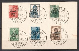 1941 Latvia, German Occupation, Germany, Front of Cover (Mi. 1 - 6, Full Set, Canceled, CV $160)