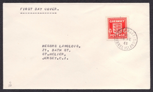 1941 Guernsey, German Occupation, Germany First Day Cover (Mi. 2, Guernsey Postmark)