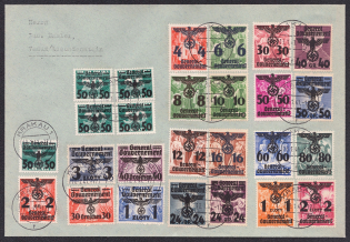 1941 General Government, Germany Cover, Krakow - Vaduz (Liechtenstein) (Mi. 14 - 39, CV $1,250)