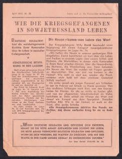 Soviet Passes in Captivity for German Soldiers, Anti-Nazi Propaganda