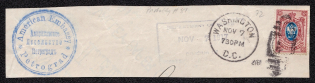 1917 (7 Nov) Russian Empire, Cover piece from Washington (USA) to American Embassy in Petrograd