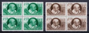 1949 10th Anniversary of Death of Williams, Soviet Union USSR, Blocks of Four (Full Set, MNH)