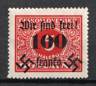 1938 100h on 5h Occupation of Rumburg Sudetenland, Germany (Mi. 36, Signed, CV $60)