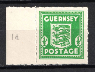 1941-44 1/2p Guernsey, German Occupation, Germany (Color Variety, Margin, Mi. 1 d)
