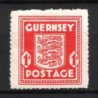 1941-44 1p Guernsey, German Occupation, Germany (Color and Paper Variety, Mi. 2 b u, MNH)