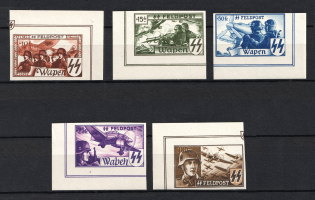 Belgian Flemish Legion, Germany (Corner Margins, Unissued stamps, Mi. XV B - XIX B, Full Set, CV $650, MNH)