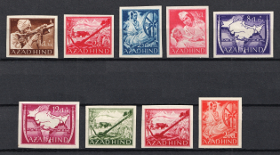 1943 Indian Legion, Germany (Mi. I B - 6 B, VIII B - X B, CV $60)