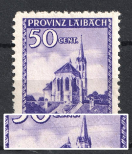 1945 50c Ljubljana, German Occupation, Germany ('Telegraph Wires', Print Errror, Mi. 49 I, CV $180)