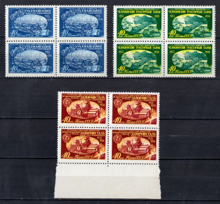 1958 25th Anniversary of Pioneers of Soviet Industry, Soviet Union USSR, Blocks of Four (Full Set, MNH)