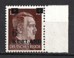 1945 6pf on 10pf Kurland, German Occupation, Germany (Margin, Mi. 2 VI, Signed, CV $160, MNH)