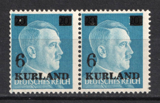 1945 6pf on 20pf Kurland, German Occupation, Germany, Pair (Mi. 3 wz V, 3 wz I, CV $140, MNH)