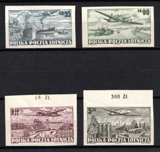 1952 Poland, Airmail (Imperforated, Mi. 728 B - 731 B, Full Set, CV $40, MNH)