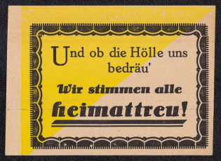 'And if Hell Opposes Us, We All Vote Loyal to Our Homeland!', Propaganda Label, Souvenir Sheet (MNH)