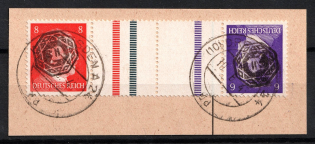1945 Lobau, Local Post, Germany (Tete-beche, MI. Kz 40, Canceled)