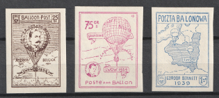 1939 Balloon Post Mail, Poland (Imperforate, Full Set, MNH)