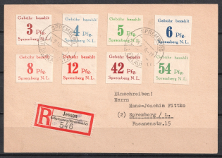1946 Spremberg, Local Post, Germany, Registered Postcard, Spremberg - Jessen (Imperforated, Full Set)