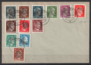 1945 Lobau, Local Post, Germany, Cover (Mi. 3-14, Signed)