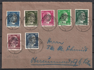 1945 Lobau, Local Post, Germany, Cover (Mi. 15-21, Signed)