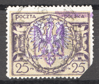 Ukraine Shramchenko Trident Local Issue on Poland Stamp (Cancelled)