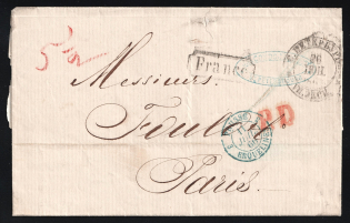1866 Foreign letter from St. Petersburg to Paris via the Prussian post office