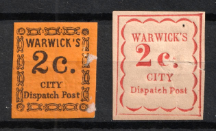 2c Warwick's City Dispatch Post, United States, Local Issue